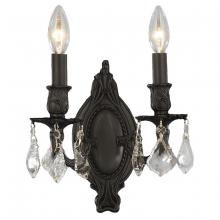 Worldwide Lighting Corp W23301F9-CL - Windsor 2-Light dark Bronze Finish Crystal Candle Wall Sconce Light 9 in. W x 10.5 in. H Medium