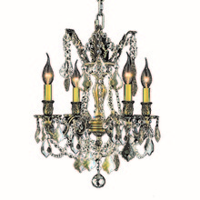 Worldwide Lighting Corp W83303BP17-GT - Windsor 4-Light Antique Bronze Finish and Golden Teak Crystal Chandelier 17 in. Dia x 21 in. H Mediu