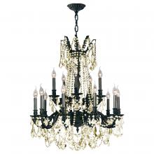 Worldwide Lighting Corp W83310F28-GT - Windsor 15-Light dark Bronze Finish and Golden Teak Crystal Chandelier 28 in. Dia x 36 in. H Two 2 T