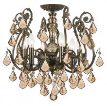 Crystorama 5115-EB-GT-MWP - Regis 6 Light Golden Teak Hand Cut Crystal Bronze Semi-Flush