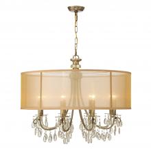 Crystorama 5628-AB - Hampton 8 Light Drum Shade Antique Brass Chandelier