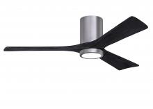 Matthews Fan Company IR3HLK-BP-BK-52 - Irene-3HLK three-blade flush mount paddle fan in Brushed Pewter finish with 52” Matte Black tone