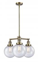 Innovations Lighting 207-AB-G204-8-LED - Beacon - 3 Light - 22 inch - Antique Brass - Stem Hung - Chandelier