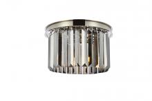 Elegant 1238F16PN-SS/RC - Sydney 3 Light Polished Nickel Flush Mount Silver Shade (Grey) Royal Cut Crystal