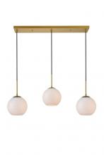 Elegant LD2237BR - Baxter 3 Lights Brass Pendant With Frosted White Glass