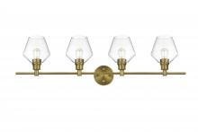 Elegant LD2320SG - Gene 4 Light Satin Gold and Clear Glass Wall Sconce