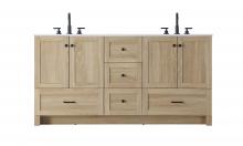 Elegant VF2866DMW - 66 inch Double Bathroom Vanity In Mango Wood