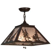 Meyda White 109955 - 16" Square Tall Pines Pendant