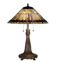 Meyda White 27562 - 27"H Tiffany Jeweled Peacock Table Lamp.602